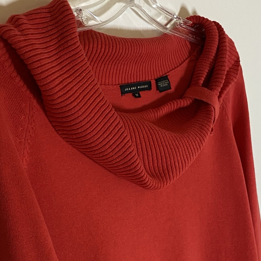 Jeanne Pierre Sweater Womens Medium Red Cowl Neck Classic Preppy Christmas Style - Picture 6 of 15